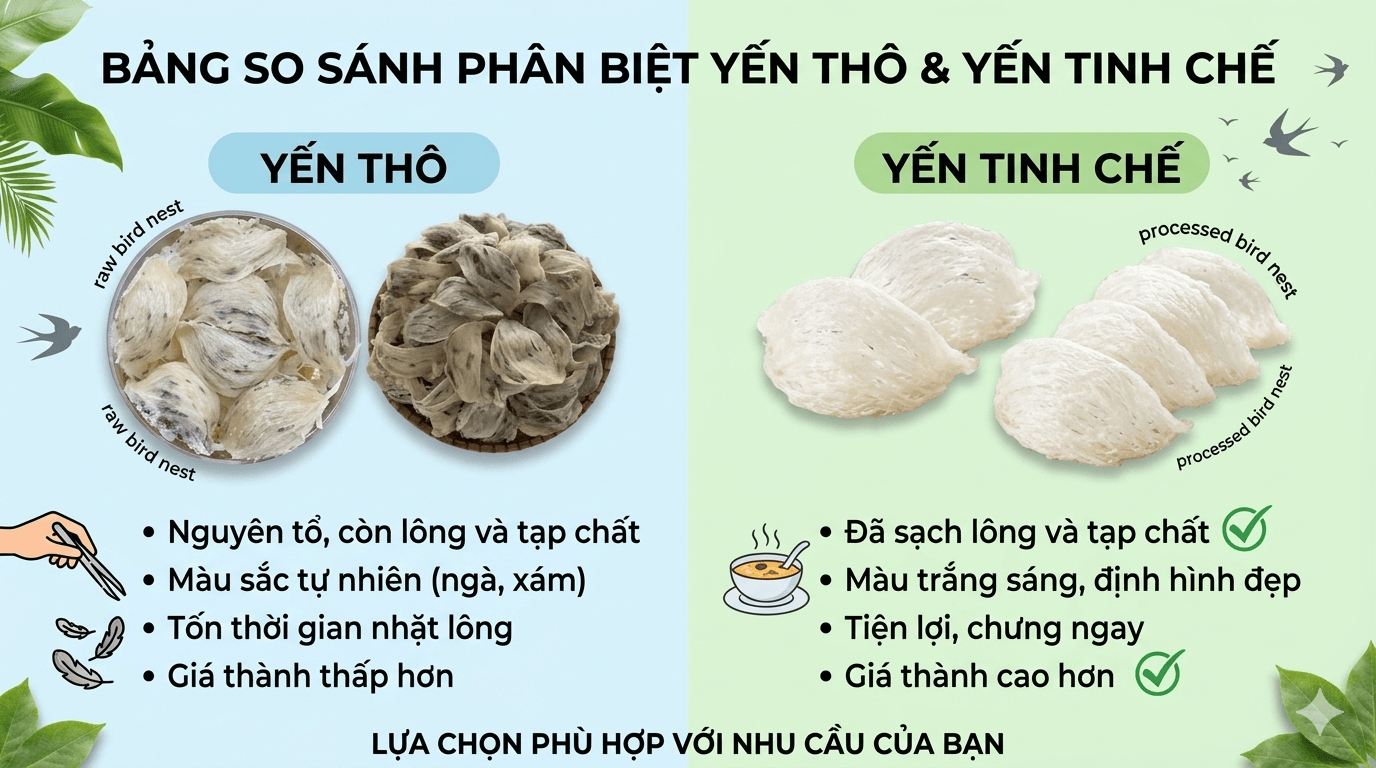 YẾN TINH CHẾ LÀ GÌ? CÁCH PHÂN BIỆT YẾN TINH CHẾ VÀ YẾN THÔ